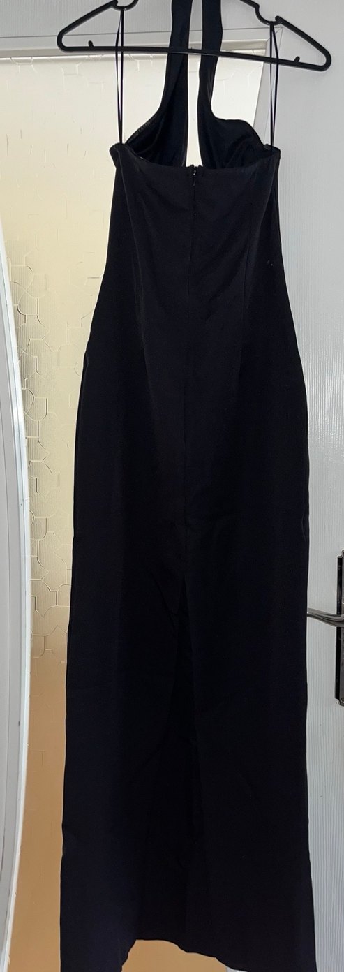 Siyah Yüksek Yakalı Uzun Elbise - Görsel 2