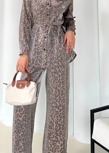 Leopar Desenli Kahverengi takım