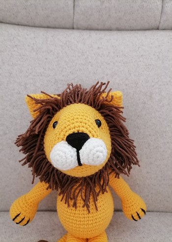 Fisher Price Renkli Kahverengi amigurumi Aslan Oyuncak