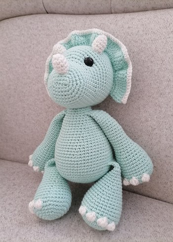 Beden Renk Turkuaz Pastel Amigurumi Dinozor Oyuncak