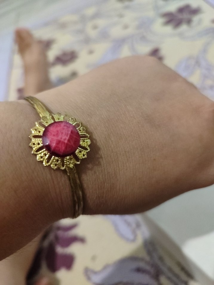 Bordo Renkli Vintage Boncuklu Bilezik - Görsel 2