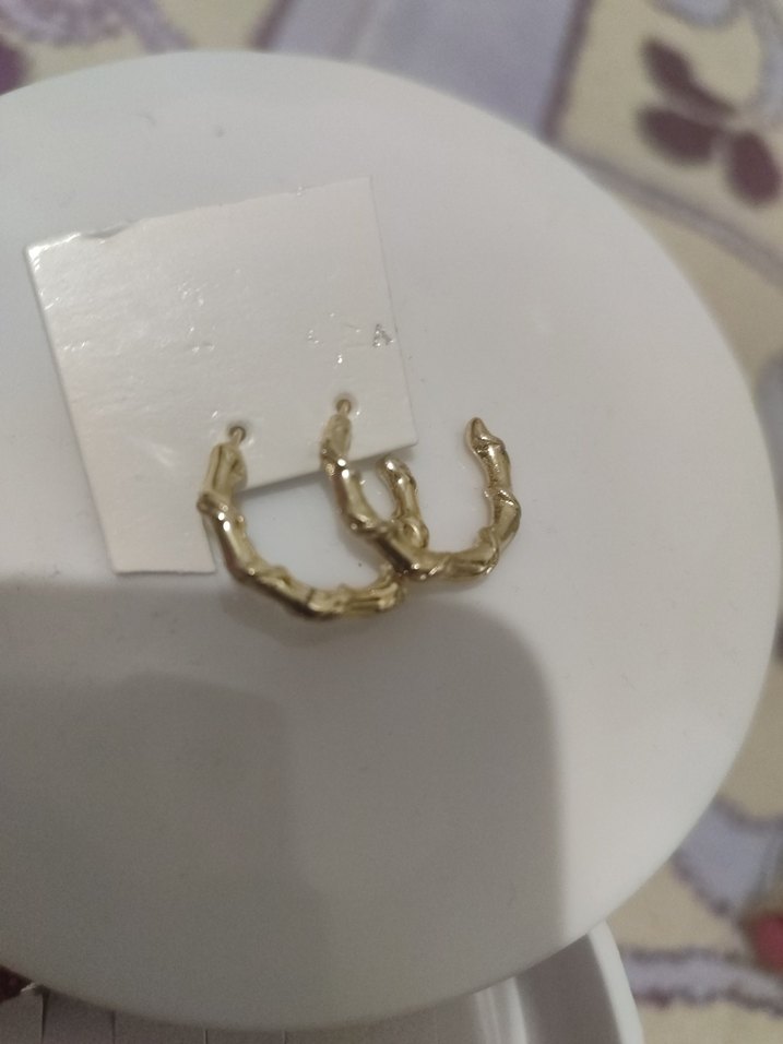 Mini Parlak Altın Kemerli Yılan Desenli Küpe - Görsel 2