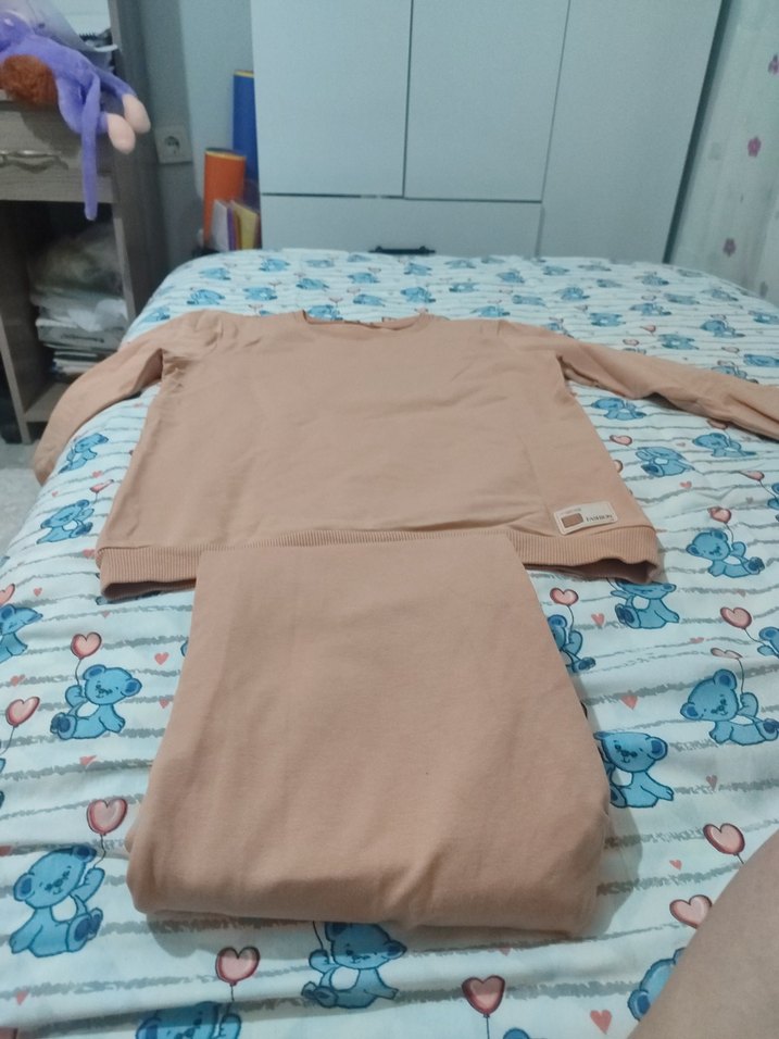 Bej Uzun Kollu kız çocuk takım - Görsel 5