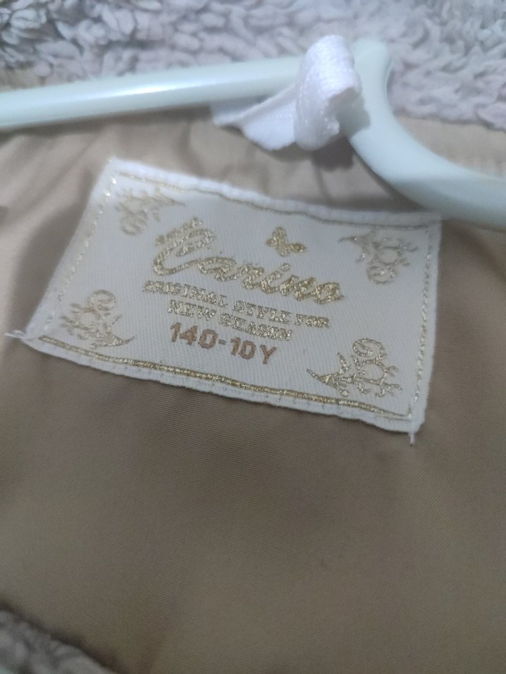 Kapüşonlu Bej çocuk Mont - Görsel 5