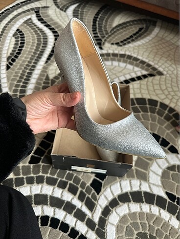 39 Beden gri Renk Stiletto Ayakkbı