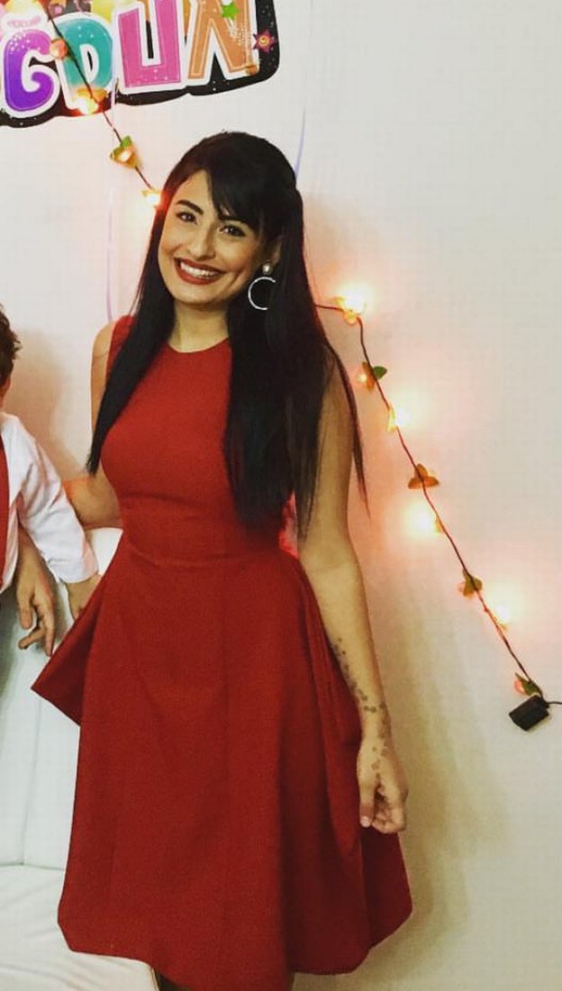 Kırmızı V Yakalı Midi Kokteyl Elbisesi - Görsel 2