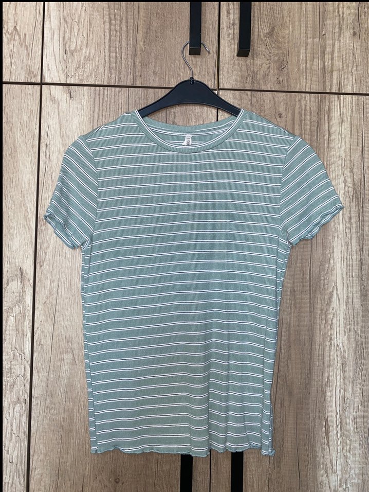 Çizgili Kısa Kollu Kadın Tişört - Görsel 2