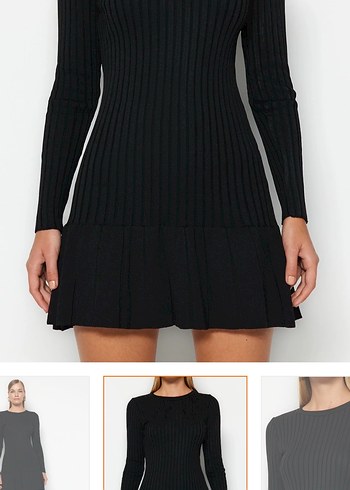 Kadın Siyah Piliseli Mini Elbise - Görsel 5