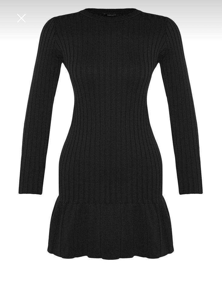 Kadın Siyah Piliseli Mini Elbise - Görsel 2