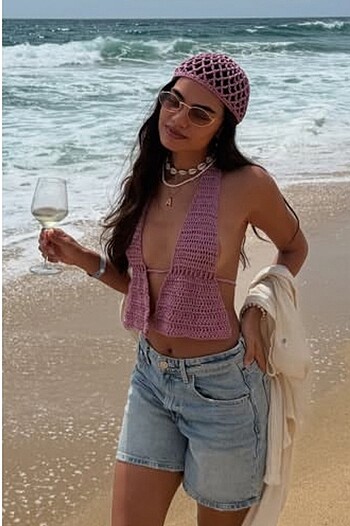 Örgü bluz şapka takım - Görsel 2