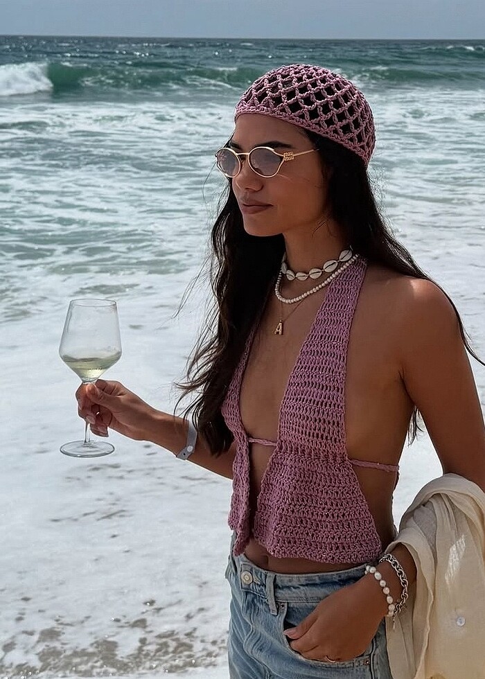 Örgü bluz şapka takım - Görsel 3