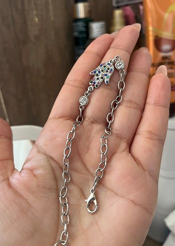 Renkli Taşlı Zincir Detaylı Kadın halhal