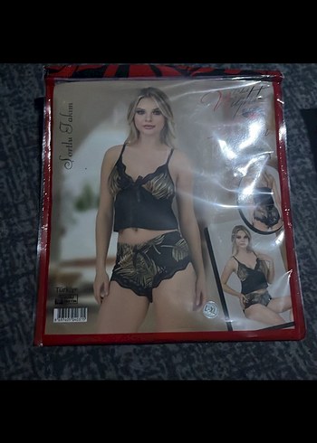 Siyah Desenli Kısa Kadın Pijama Takımı - Görsel 2