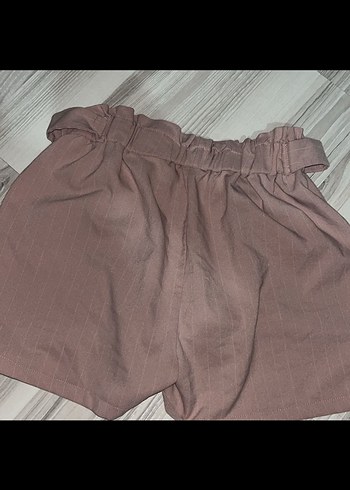 Kadın Keten Kemerli Kısa Bej Şort - Görsel 6