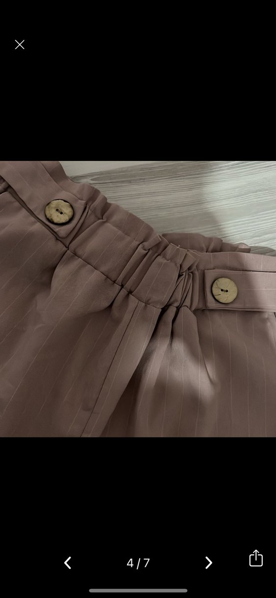 Kadın Keten Kemerli Kısa Bej Şort - Görsel 4