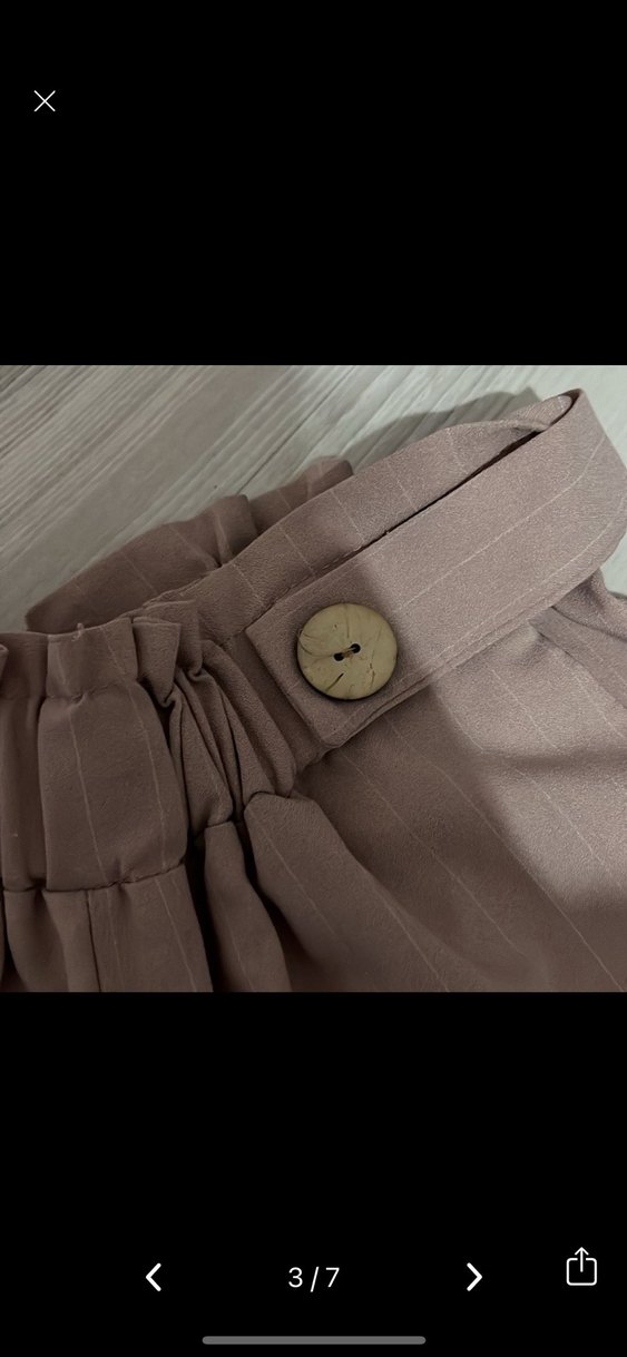 Kadın Keten Kemerli Kısa Bej Şort - Görsel 3