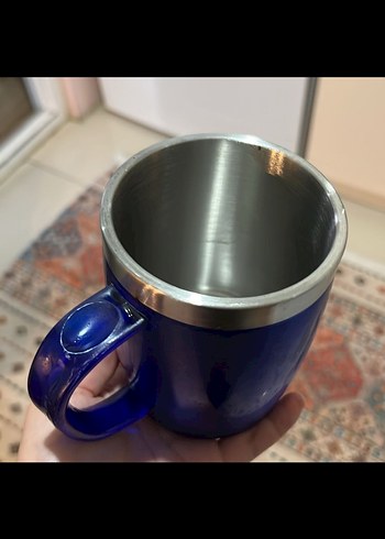 Mavi Parlak Paslanmaz Çelik Kupa Termos bardak - Görsel 5