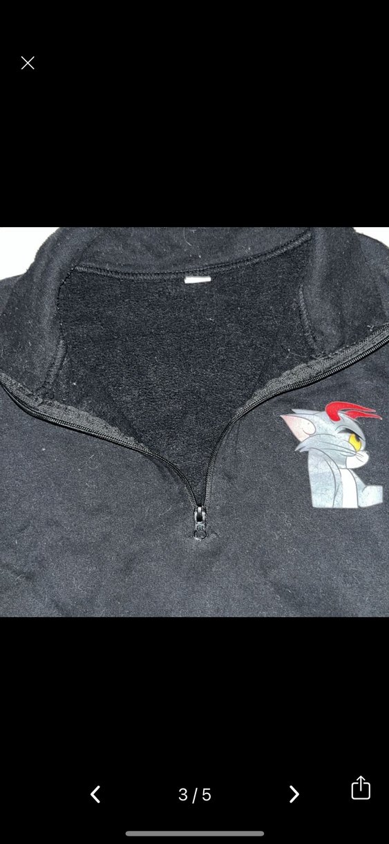 Unisex Siyah Baskılı Yarım Fermuarlı Polar - Görsel 3