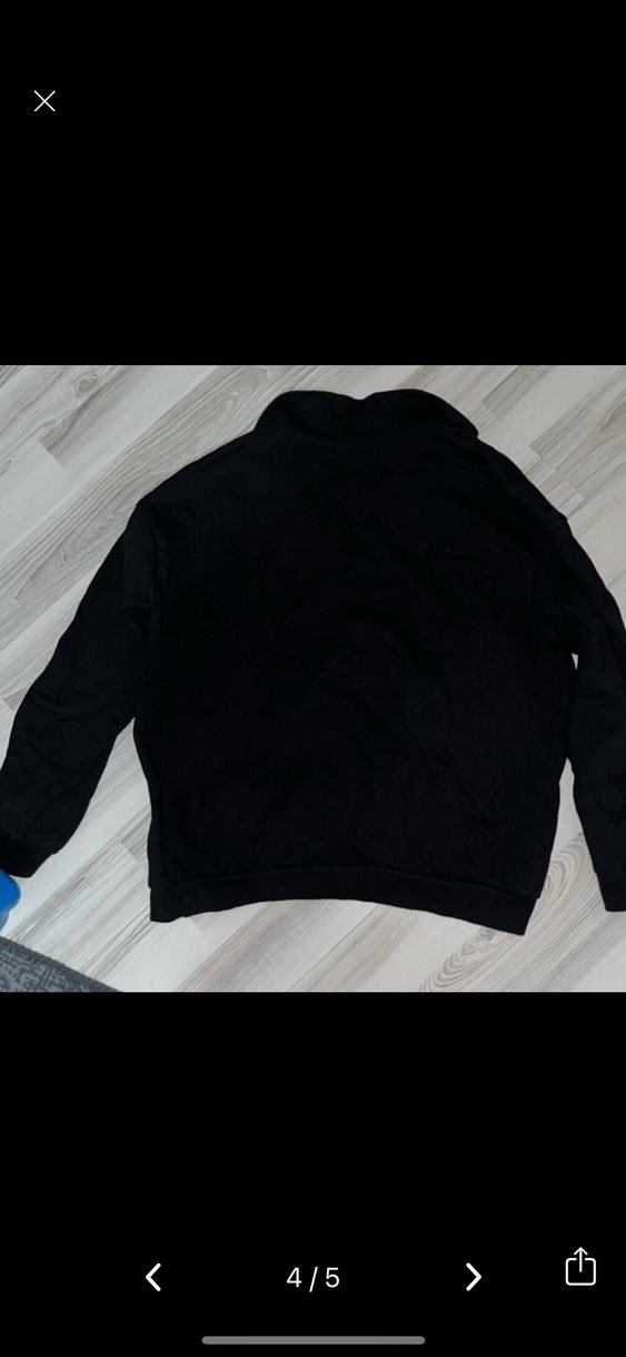 Unisex Siyah Baskılı Yarım Fermuarlı Polar - Görsel 4