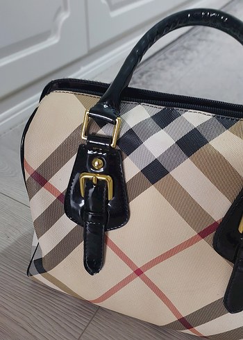 Burberry replika Bej Ekose Desenli Deri Kadın Çanta - Görsel 3