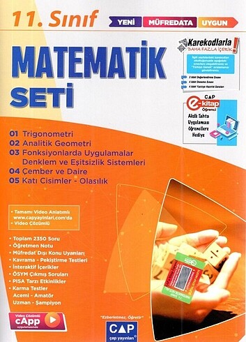 Çap 11. Sınıf matematik set 2023