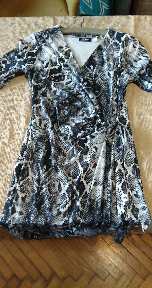 Yılan Desenli Uzun Kollu Kadın Elbise - Görsel 3