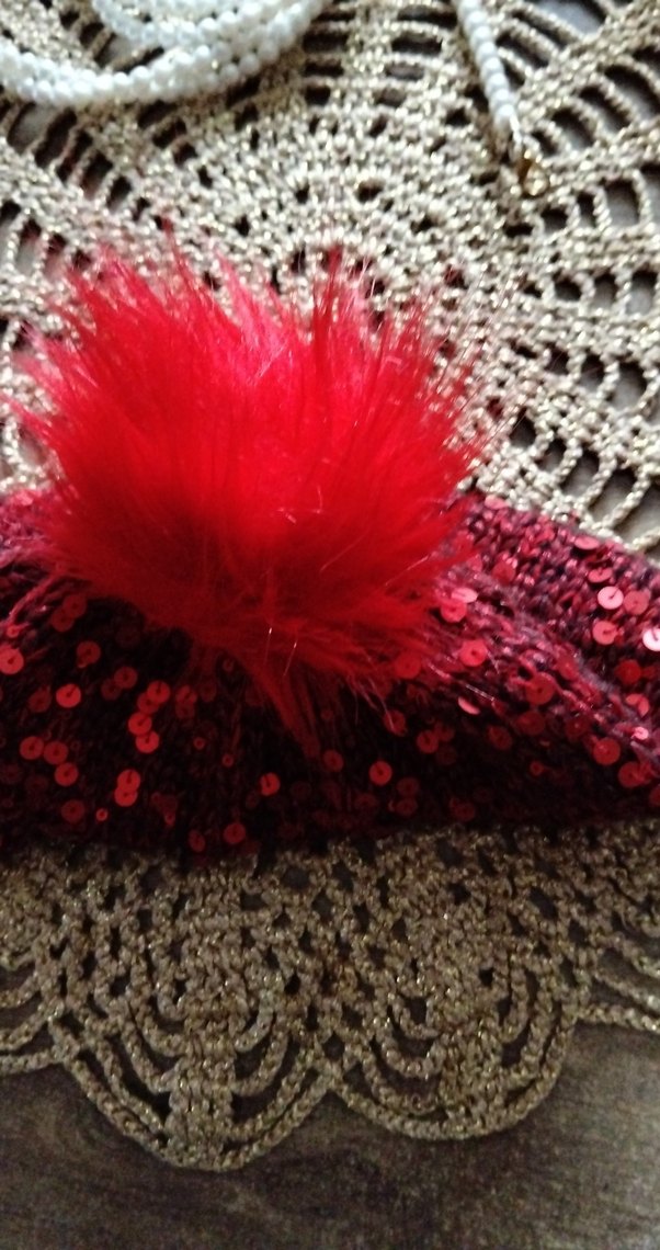 Kirmizi Payetli Kadın Örgü Bere - Görsel 2