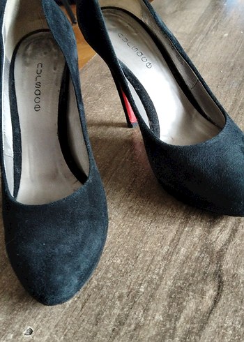 Siyah Süet Dolgu Topuklu Kadın Stiletto - Görsel 3