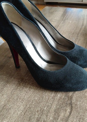 Siyah Süet Dolgu Topuklu Kadın Stiletto - Görsel 2