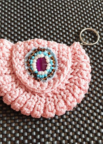 eleganzerebecca tasarımı Renkli Boncuklu Pembe Bohem Anahtarlık - Görsel 6