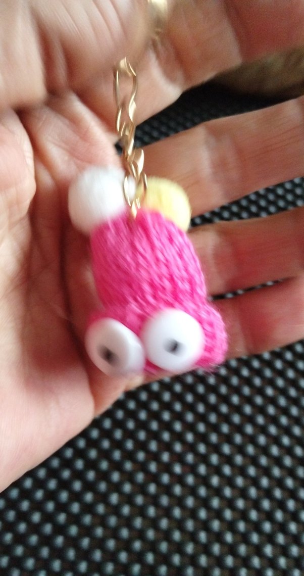 Renkli Örgü Pembe Anahtarlık - Görsel 2