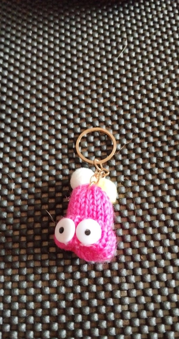 Renkli Örgü Pembe Anahtarlık - Görsel 3