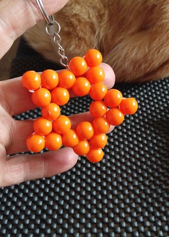Turuncu Boncuklu Bohem Anahtarlık - Görsel 2