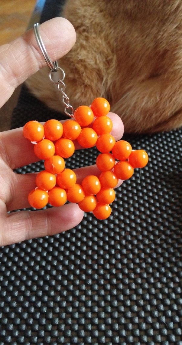Turuncu Boncuklu Bohem Anahtarlık - Görsel 2