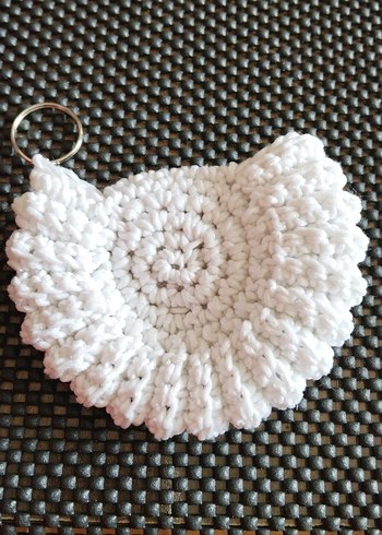 Beyaz Örgü Bohem el orgusu Anahtarlık - Görsel 2