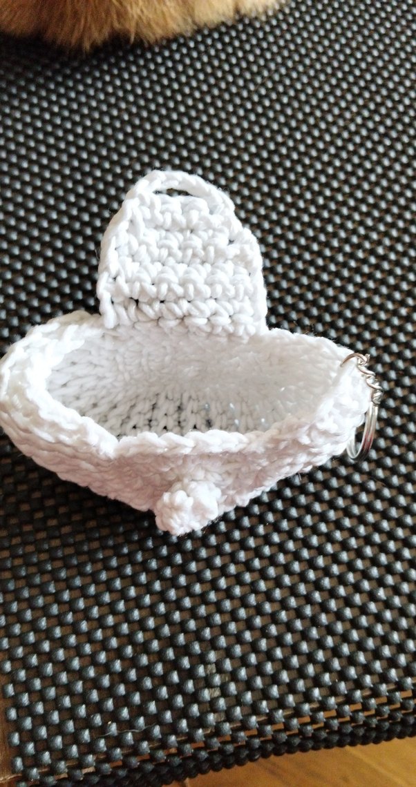 Beyaz Örgü Bohem el orgusu Anahtarlık - Görsel 3