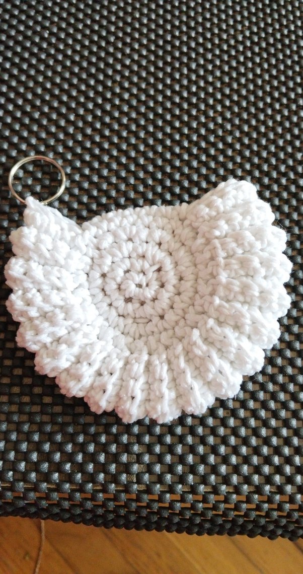 Beyaz Örgü Bohem el orgusu Anahtarlık - Görsel 2