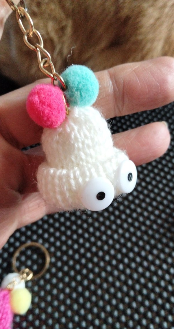 Renkli Ponponlu Örgü Anahtarlık - Görsel 2