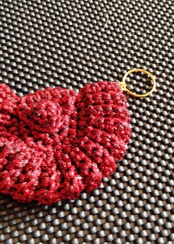 eleganzerebecca tasarımı kırmızı köpuk ip  ile Bohem Anahtarlık - Görsel 6