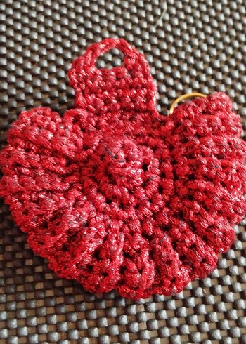 eleganzerebecca tasarımı kırmızı köpuk ip  ile Bohem Anahtarlık - Görsel 4