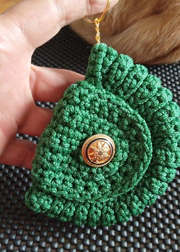 eleganzerebecca tasarımı Yeşil Örgü Bohem Anahtarlık - Görsel 6