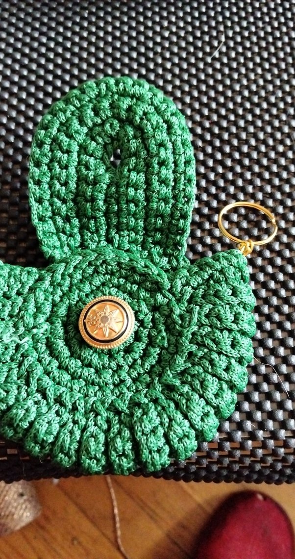 eleganzerebecca tasarımı Yeşil Örgü Bohem Anahtarlık - Görsel 4