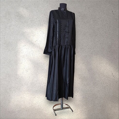 Diğer Siyah Dantelli Vintage Elbise