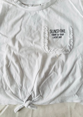 Kız Çocuk Beyaz Kısa Kollu Baskılı Tişört - Görsel 2