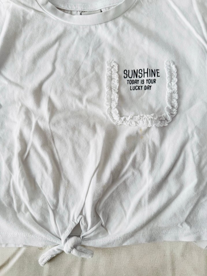 Kız Çocuk Beyaz Kısa Kollu Baskılı Tişört - Görsel 2