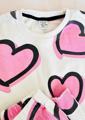 Pembe Kalp Desenli Kız çocuk Takımı - Görsel 2