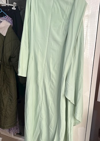 Yeşil Uzun Kollu Drapeli Kadın Elbise - Görsel 3