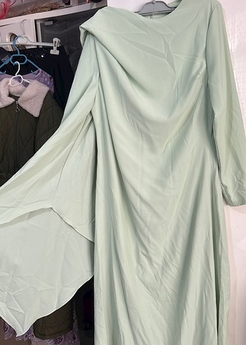 Yeşil Uzun Kollu Drapeli Kadın Elbise - Görsel 2