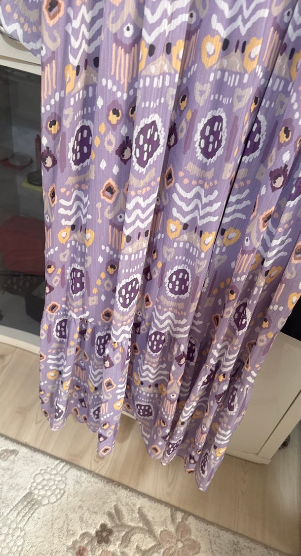 Piliseli Bohem Uzun Mor Elbise - Görsel 2