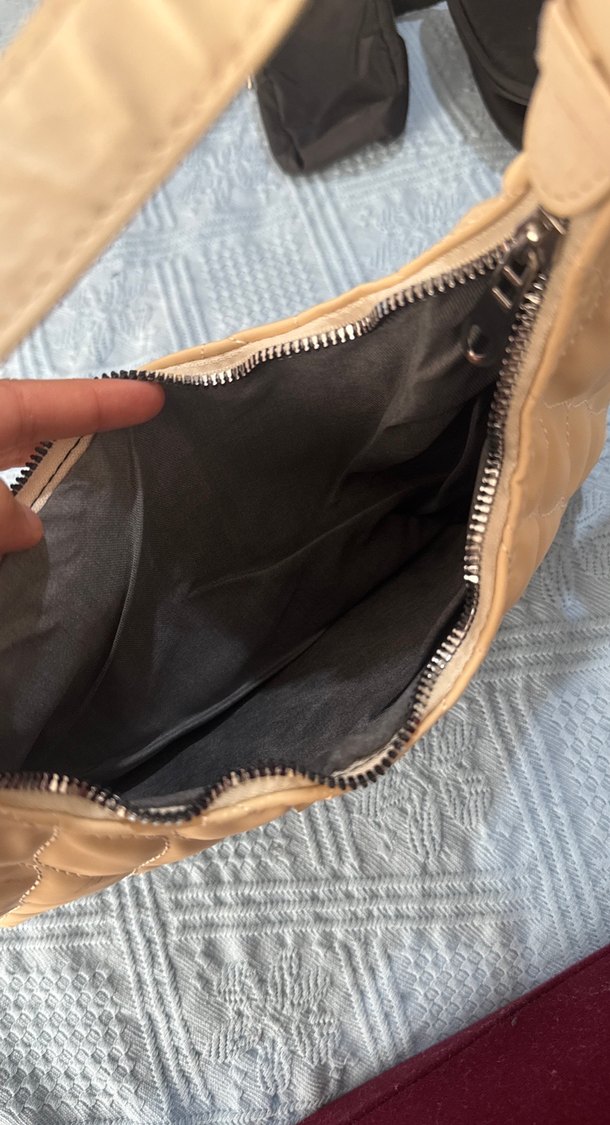 Bej Kadın Kemerli Omuz Çantası - Görsel 3